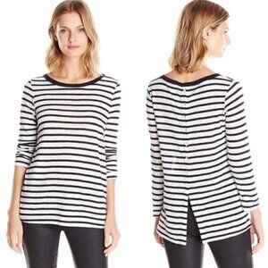 Splendid Navy Blue & White Button Back Cerine Long Sleeve T-Shirt S